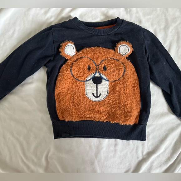 Cute Bear Sweater in Navy and Brown - Picture 1 of 3